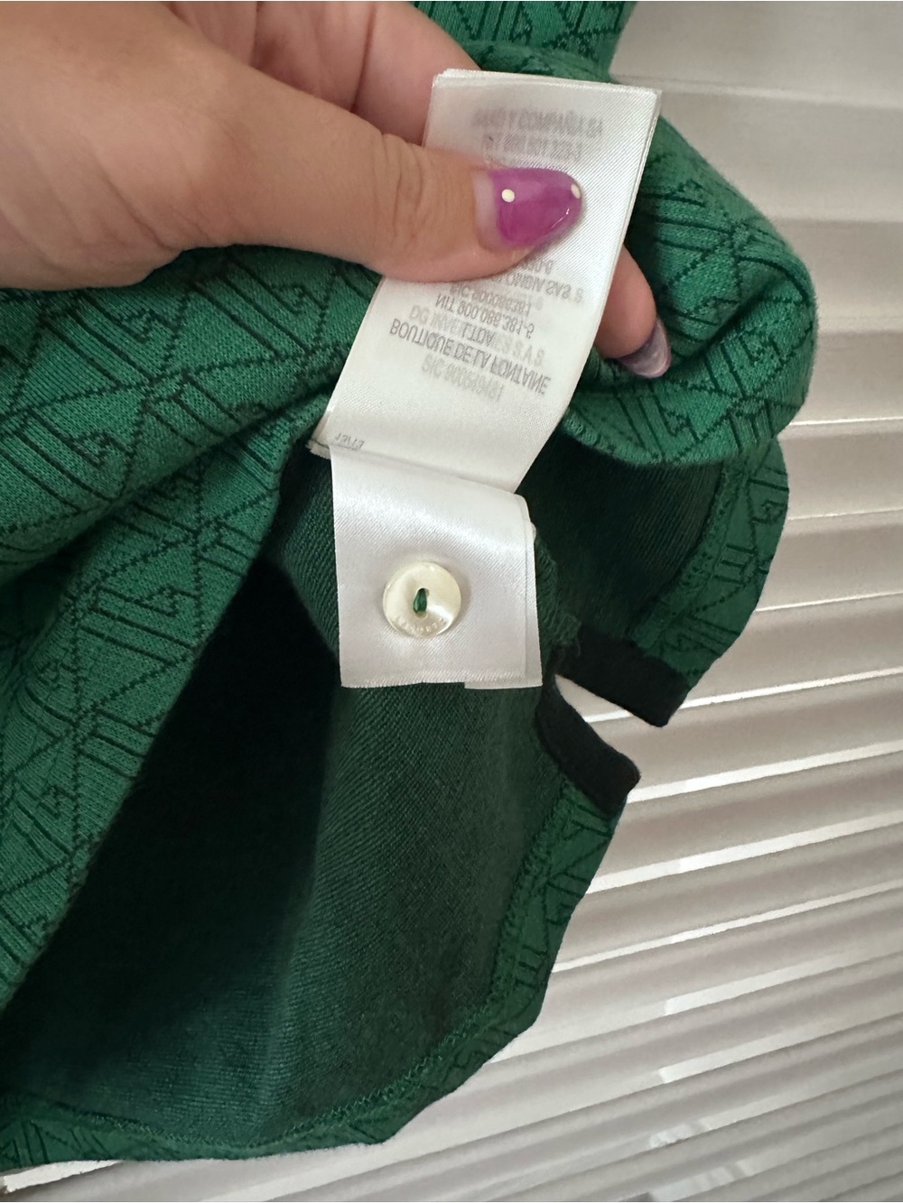 Lacoste Slim Fit Green Monogram Polo Shirt Sz 8/40 - Picture 4 of 6